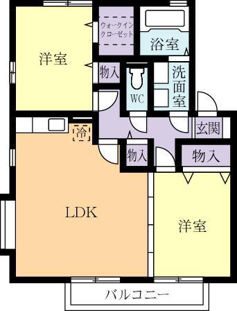 コンフォール千現B(2LDK/2階)の間取り写真