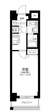 プレール・ドゥーク東京イースト(1K/8階)の間取り写真
