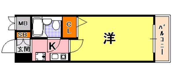 エスリード三宮第2(1K/5階)の間取り写真