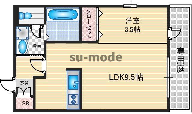 メゾンドユウ(1LDK/1階)の間取り写真