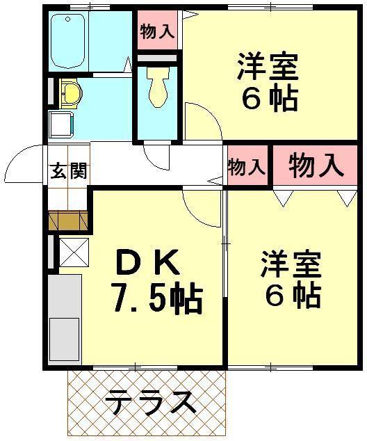 サンライズC(2DK/1階)の間取り写真