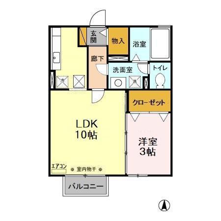 クオーレA(1LDK/1階)の間取り写真