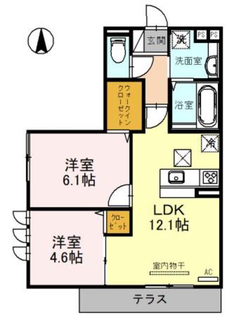 ロイヤルコート緑橋(2LDK/1階)の間取り写真