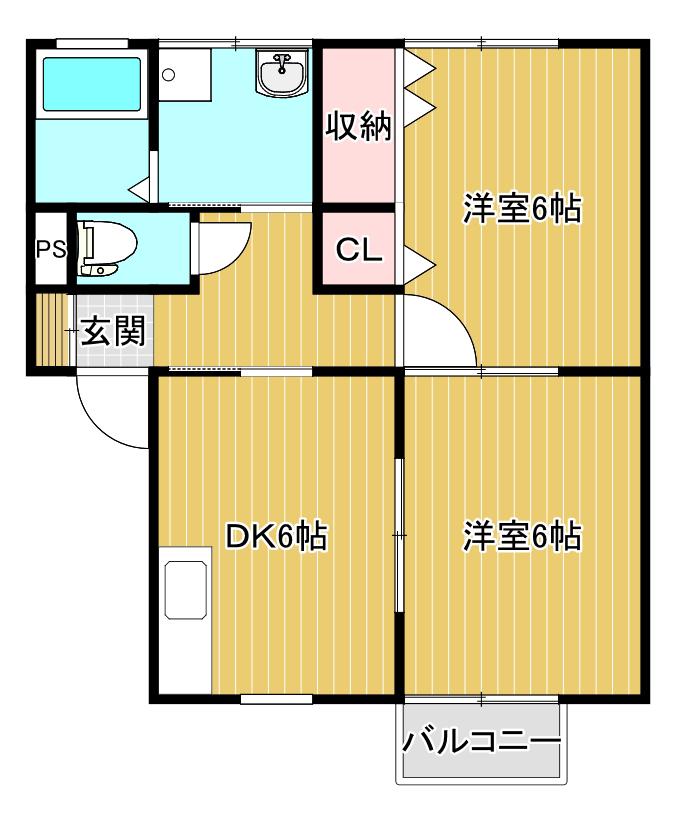 オーディアスI(2DK/2階)の間取り写真
