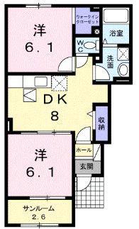 ラシュレII(2LDK/2階)の間取り写真