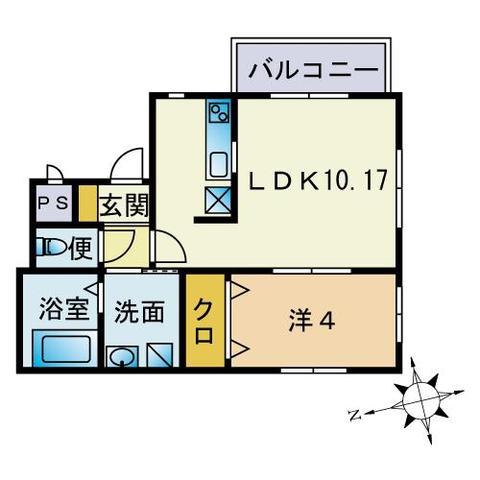 プリスティン箱崎(1LDK/3階)の間取り写真