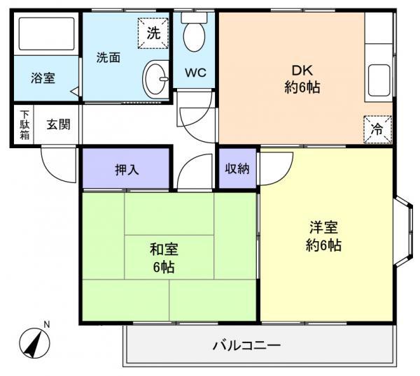 モントリーベル(2DK/2階)の間取り写真