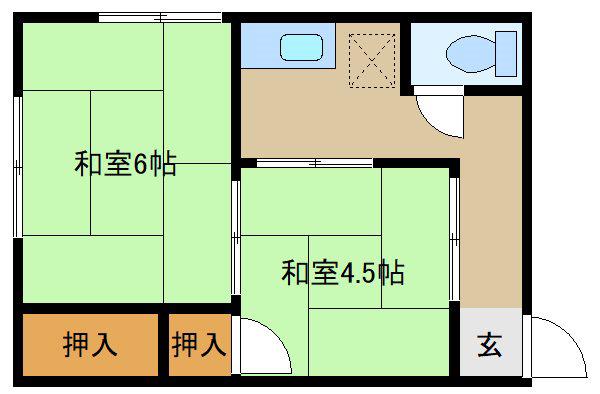 鈴木荘(2K/2階)の間取り写真