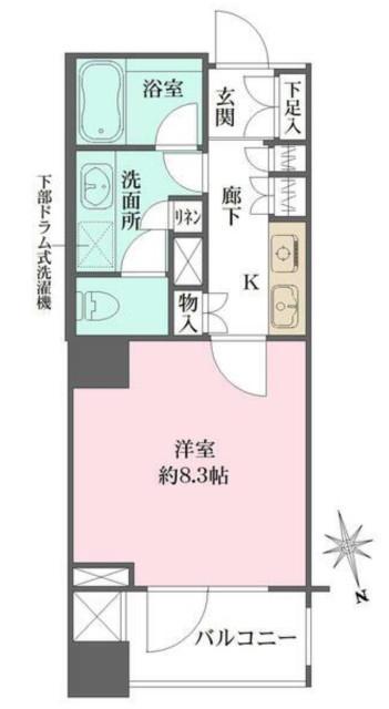 グランスイート明石町(1K/4階)の間取り写真