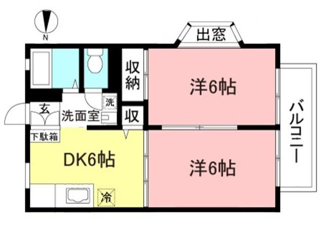 ファインセラ(2DK/1階)の間取り写真