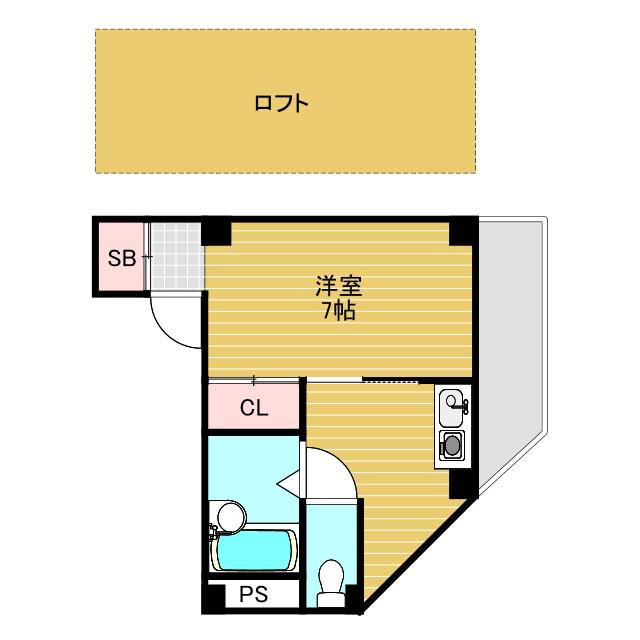 プランドールSAKAE(1K/5階)の間取り写真