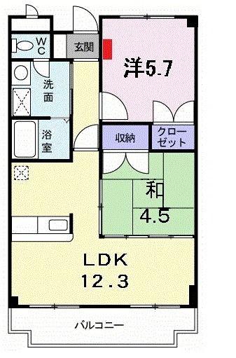 パークサイド弥勒(2LDK/2階)の間取り写真