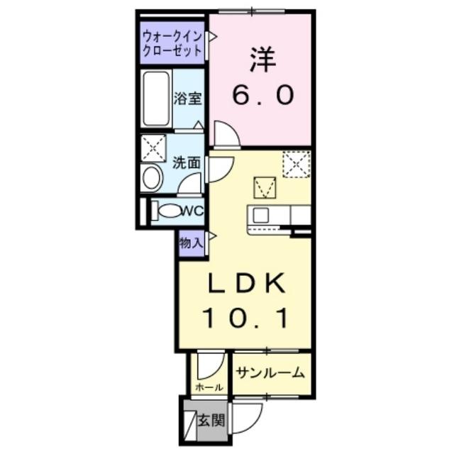 オハナハウス(1LDK/1階)の間取り写真