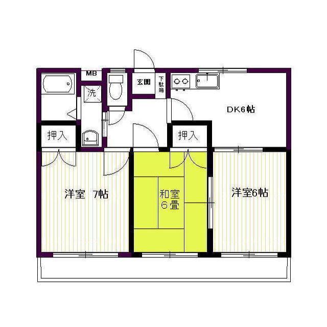 大塚マンション B(3DK/3階)の間取り写真