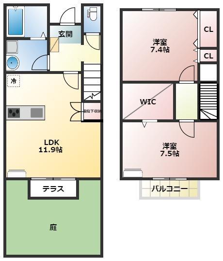 セントラル前芝(2LDK/1階)の間取り写真