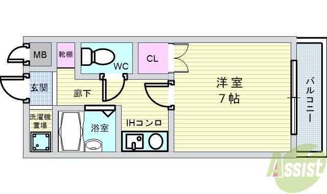 プチハイツ服部(1K/3階)の間取り写真