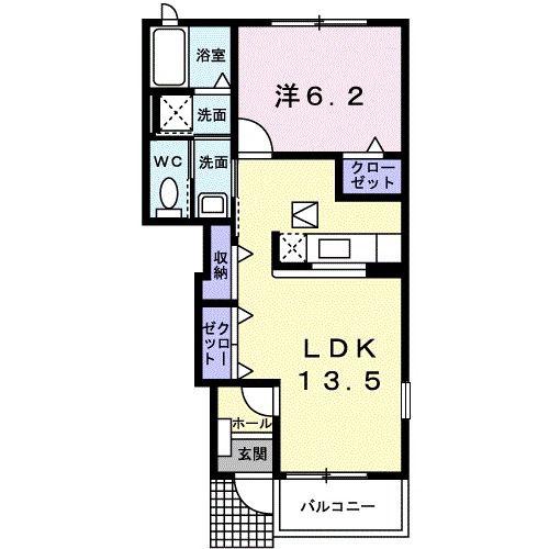 グランデムツミA(1LDK/1階)の間取り写真