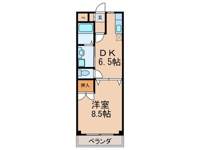 STハイランド(1DK/2階)の間取り写真