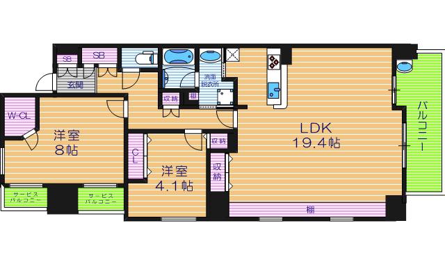 アスティミア四天王寺東クレステージ(2LDK/11階)の間取り写真