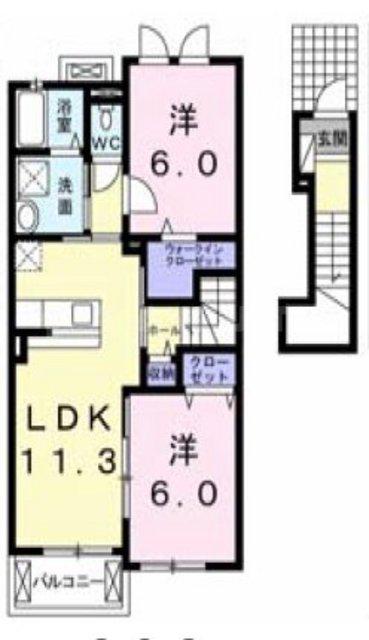 マサール哲学の道(2LDK/2階)の間取り写真