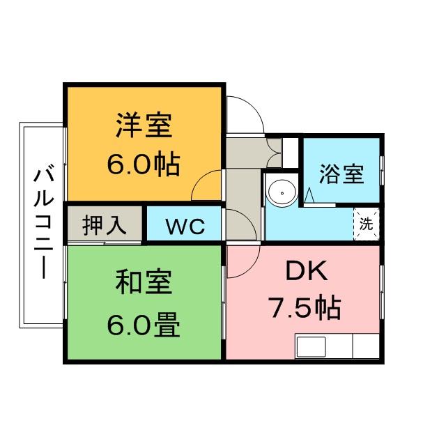 ヴィラ小森野(2DK/2階)の間取り写真