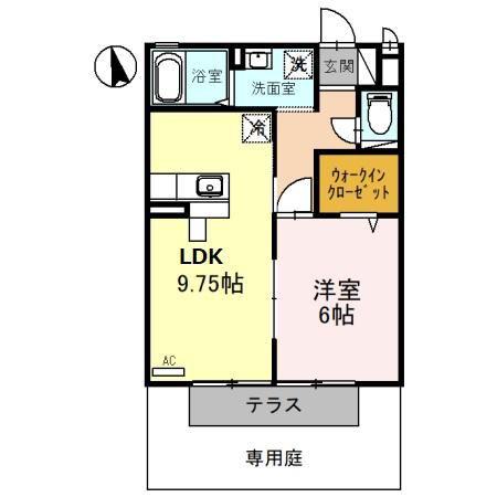 クレセント II(1LDK/1階)の間取り写真