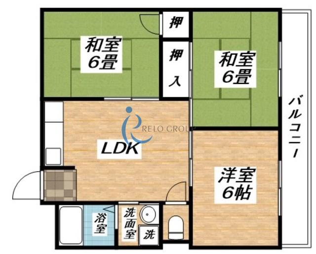 光コーポII(3DK/1階)の間取り写真