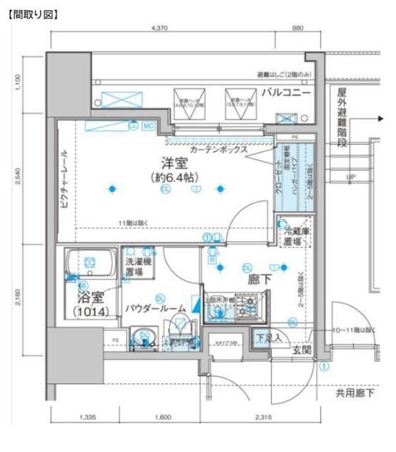 メインステージ住吉(1K/11階)の間取り写真