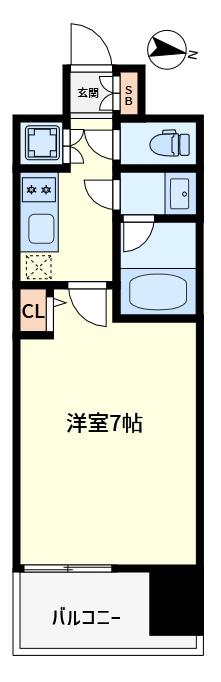 エグゼ難波南V(1K/8階)の間取り写真