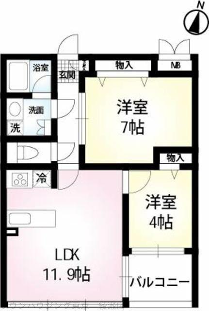 MAISON BLANC(1SLDK/2階)の間取り写真