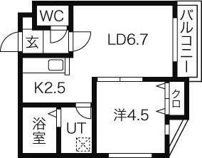 FORTRESS N18(1LDK/2階)の間取り写真