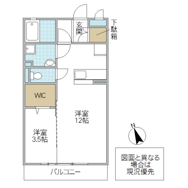 シュエット ププレ(1LDK/1階)の間取り写真