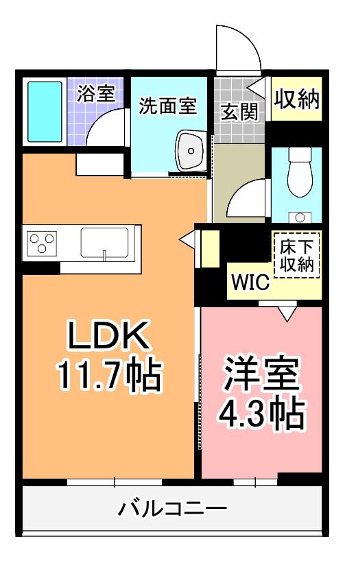 アトリエール(1LDK/1階)の間取り写真