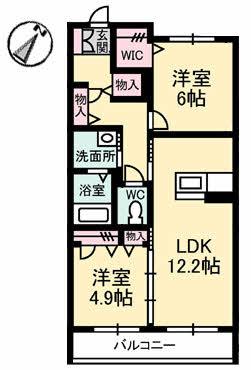  ベレオ一ツ橋(2LDK/3階)の間取り写真