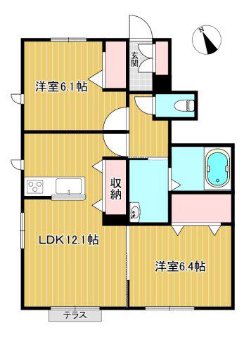 RECUERDO 1(2LDK/1階)の間取り写真