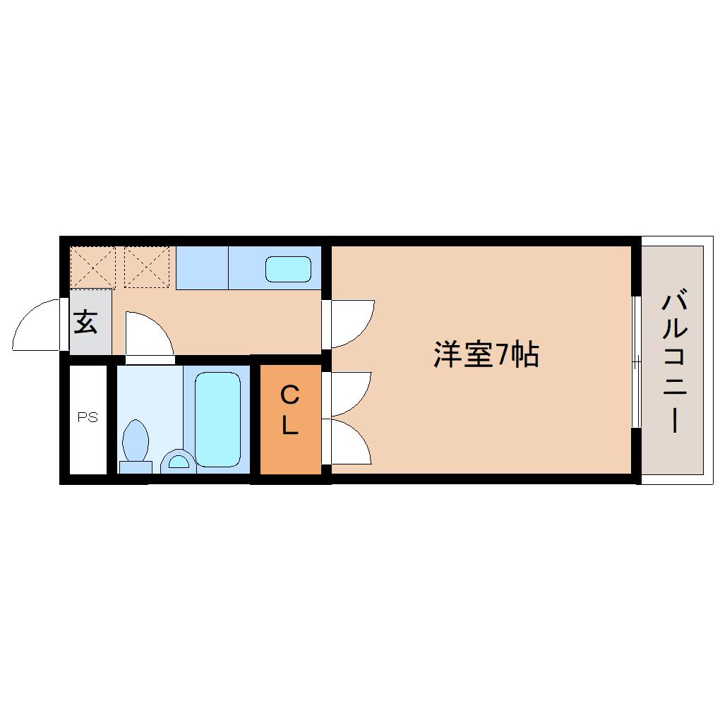 地下鉄東西線・卸町駅 徒歩9分(1K/3階)の間取り写真