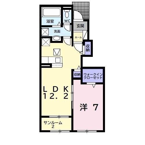 ベルゼル・I(1LDK/1階)の間取り写真