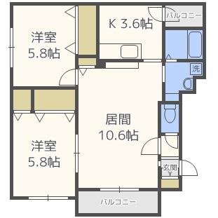 エクセロンII(2LDK/3階)の間取り写真
