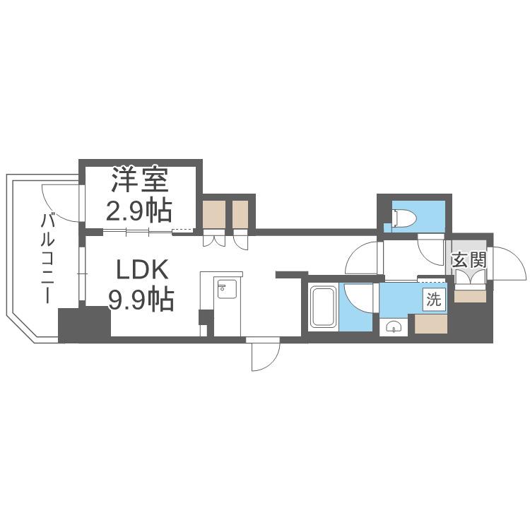 コンフォリア・リヴ博労町一丁目Q(1LDK/4階)の間取り写真
