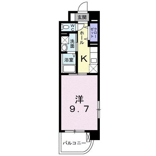 エムウッドグラツィア(1K/6階)の間取り写真