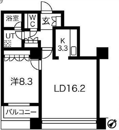 グランパークハイツ(1LDK/8階)の間取り写真