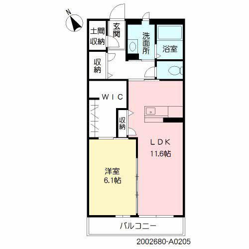 リラフォート北山(1LDK/2階)の間取り写真