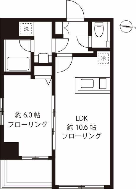 ブルーミング西麻布(1LDK/6階)の間取り写真
