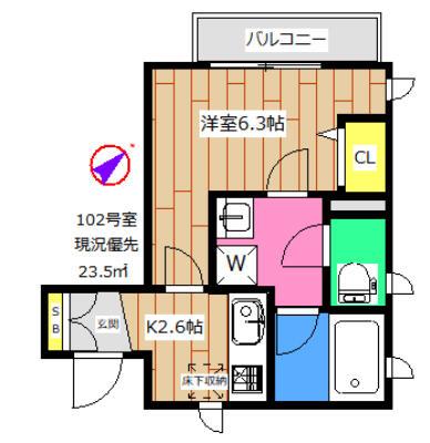 レオプレミアス(1K/1階)の間取り写真