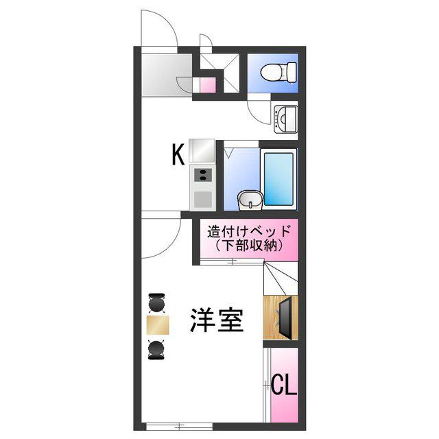レオパレス屋形(1K/1階)の間取り写真