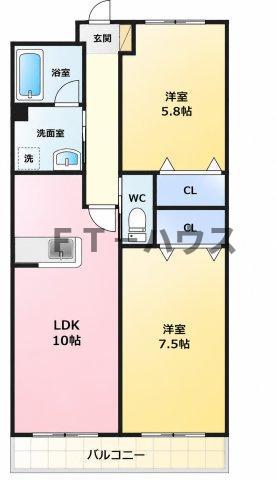 シャングリア丸太(2LDK/2階)の間取り写真