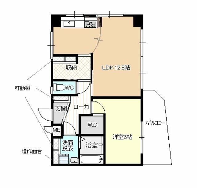 シャトーエビス(1LDK/2階)の間取り写真