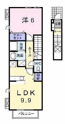 スタピリタ(1LDK/2階)の間取り写真