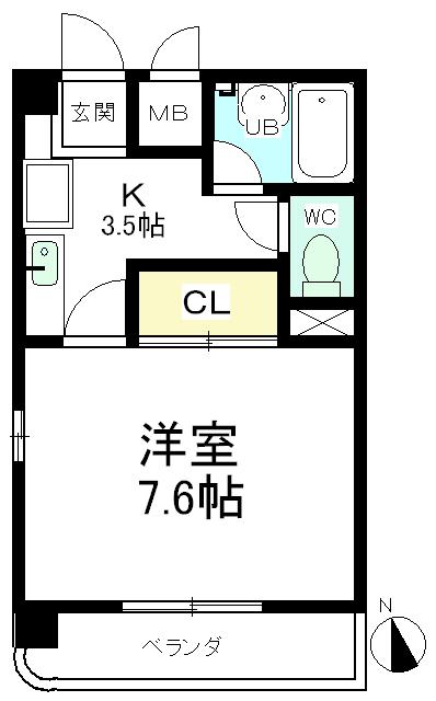 フォルツァ中央(1K/1階)の間取り写真