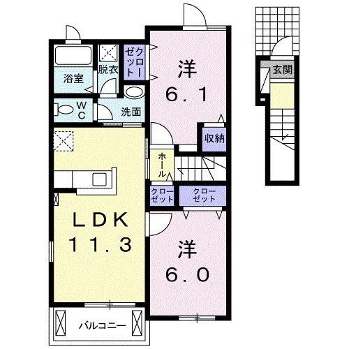 サンコート長野(2LDK/2階)の間取り写真